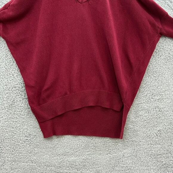 Trina‎ Turk Women's Burgundy Cold Shoulder V-Neck Sweater Short Sleeves ? Size - Picture 6 of 10